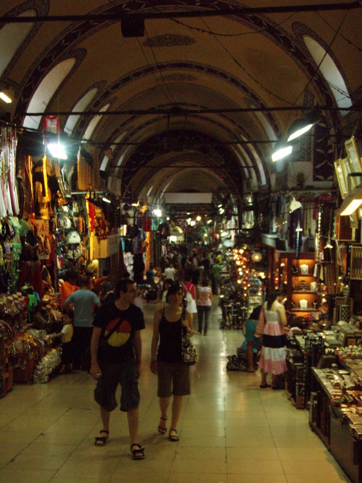 Inside the covered halls of the Grand Bazaar in Istanbul