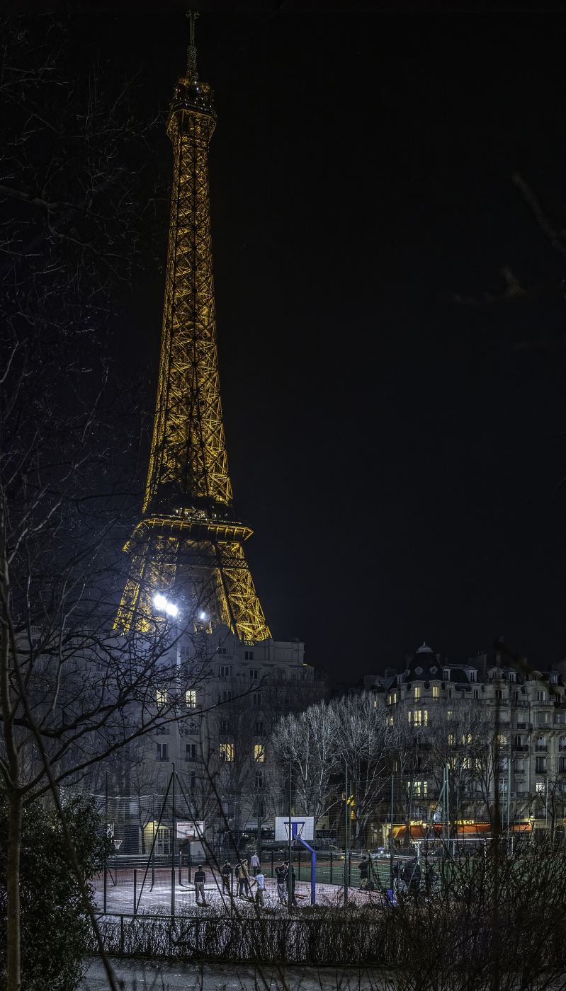 The Eiffel Tower illuminated at night