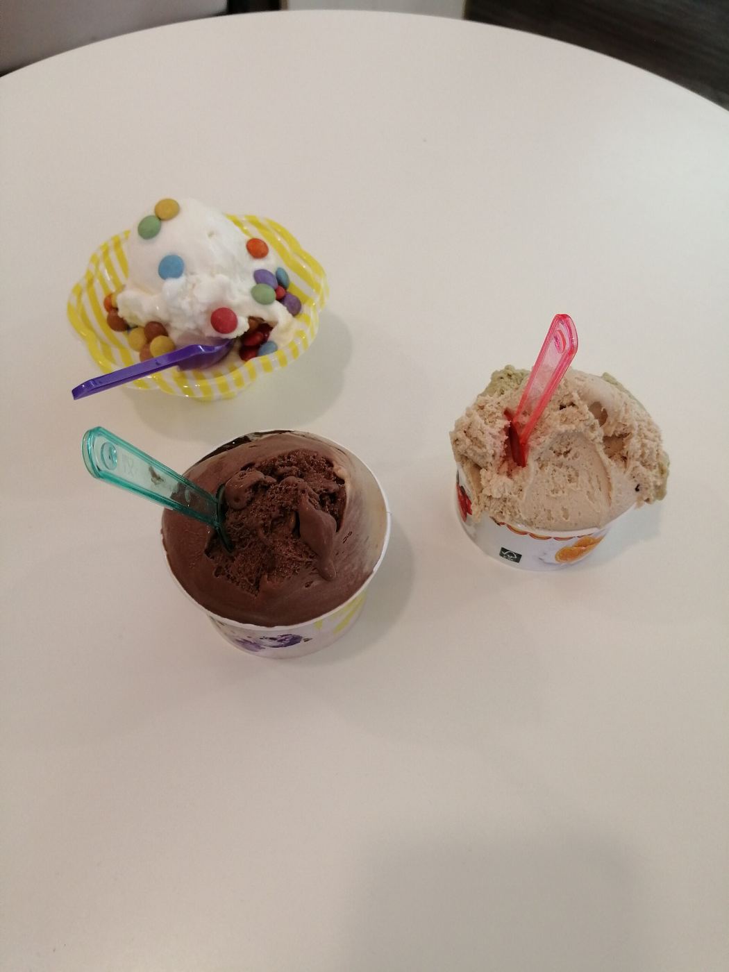 Bowls of gelato in various flavors