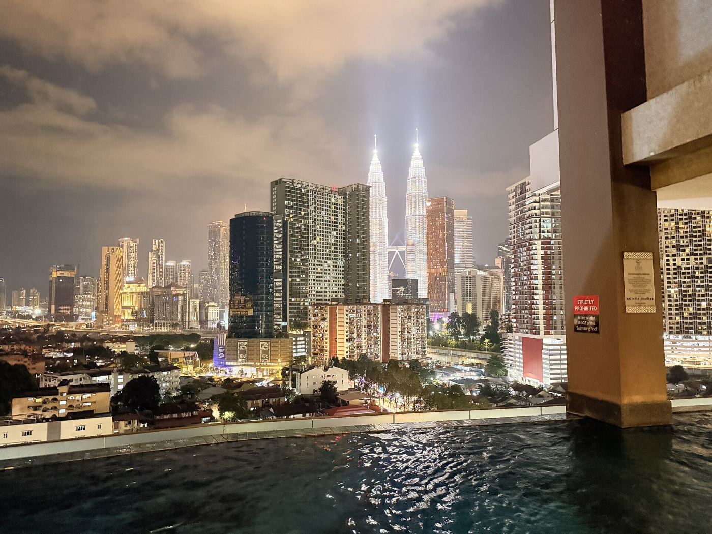 The Petronas Towers illuminated at night