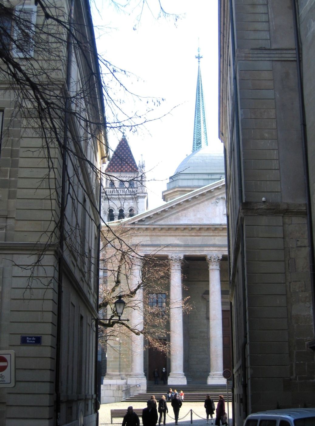 St. Pierre Cathedral's facade in Geneva's Old Town