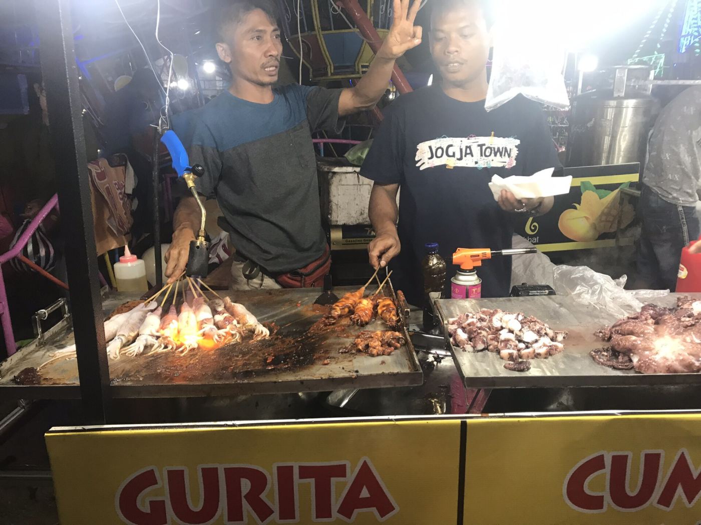 Street food stalls at Ubud Night Market
