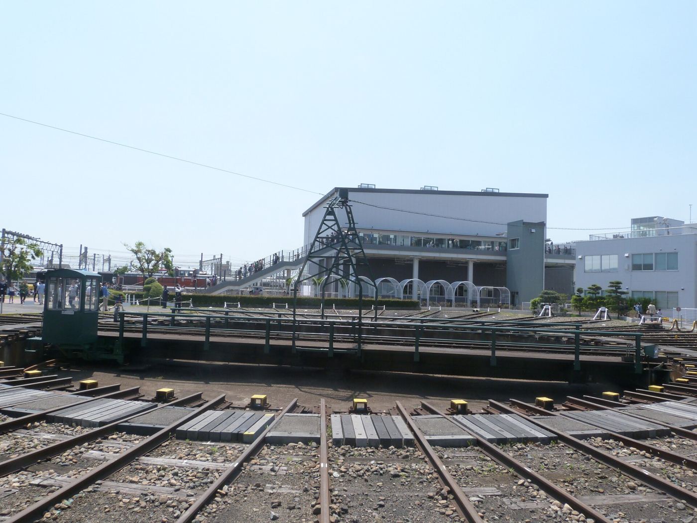 A steam locomotive on a working turntable at Kyoto Railway Museum