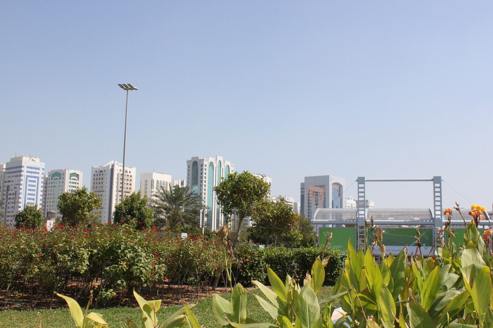 Corniche gardens and Abu Dhabi skyline