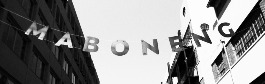Maboneng sign strung between buildings in downtown Johannesburg
