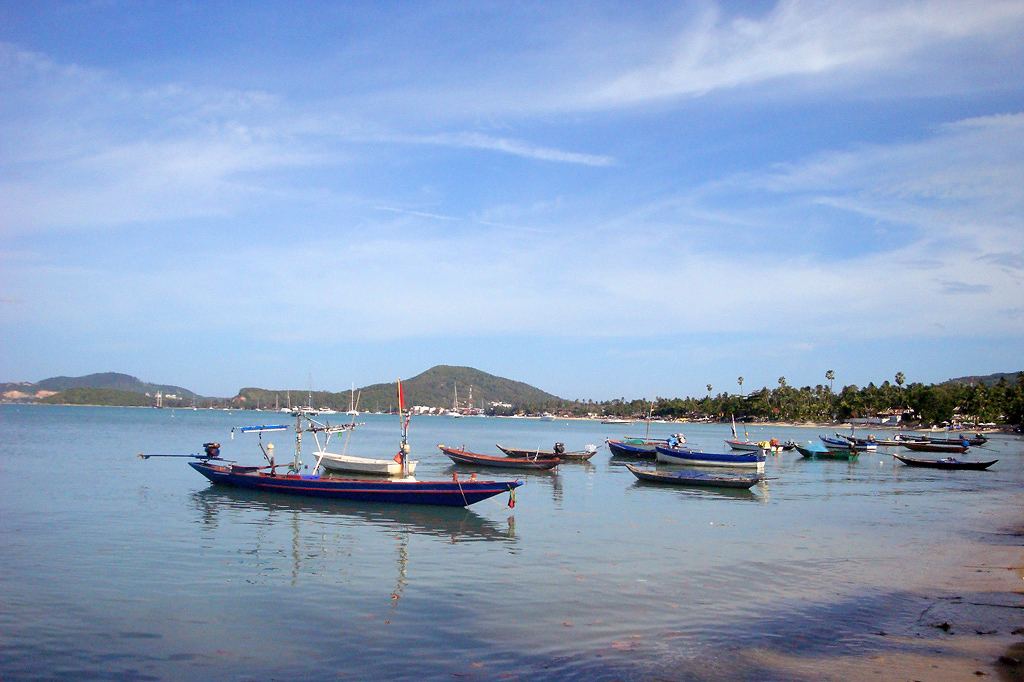 Bophut Beach with fishing boats, Koh Samui