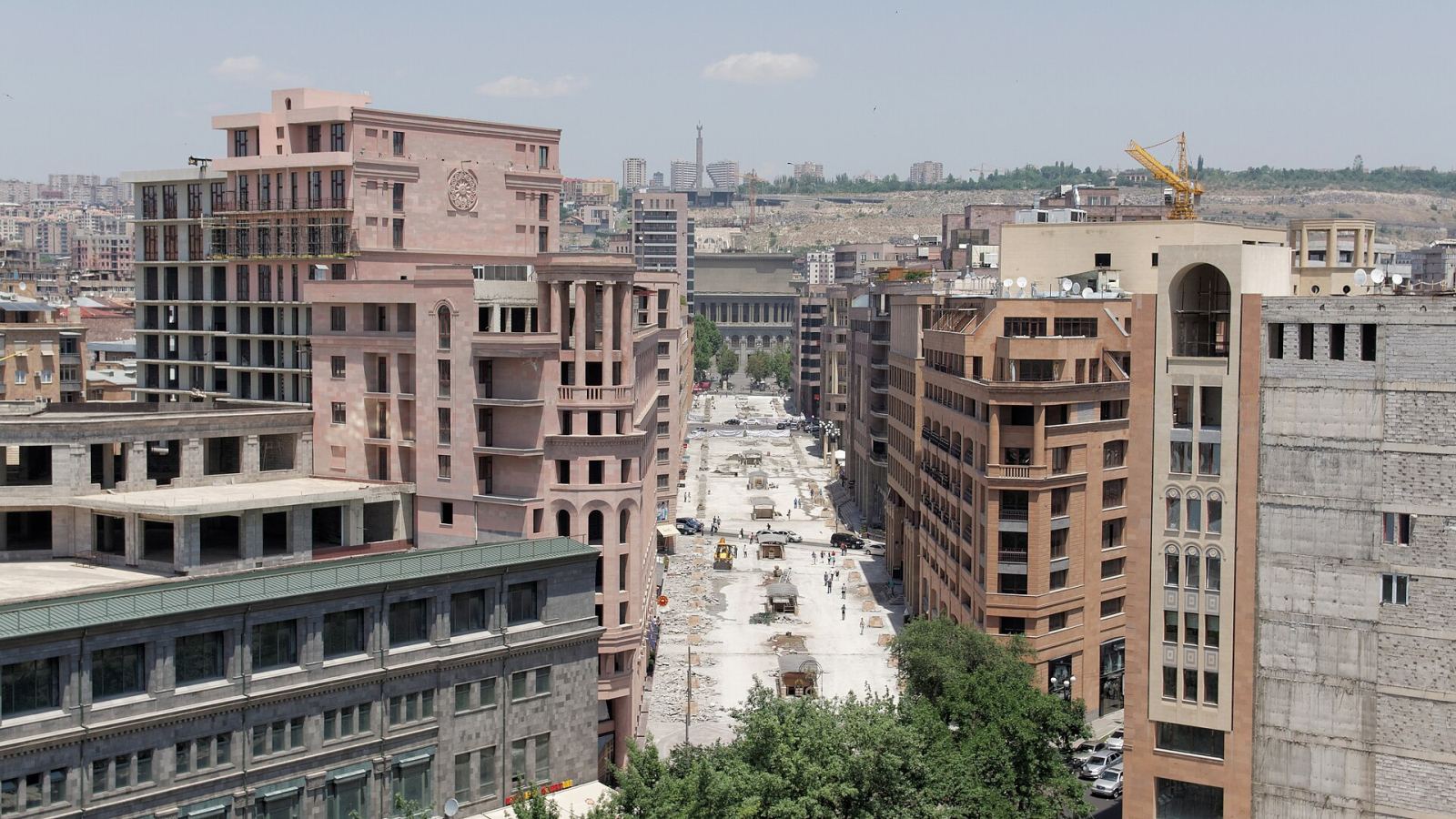 Aerial view of Northern Avenue in Yerevan