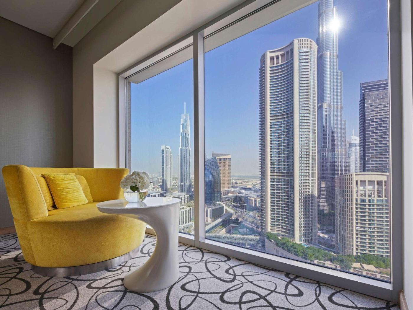 Sofitel Dubai Downtown tower and Burj Khalifa views